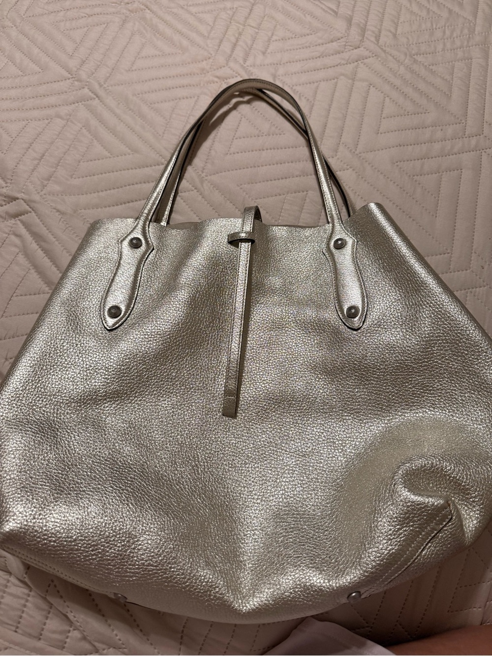 Annabel Ingall Silver Leather Tote Bag
